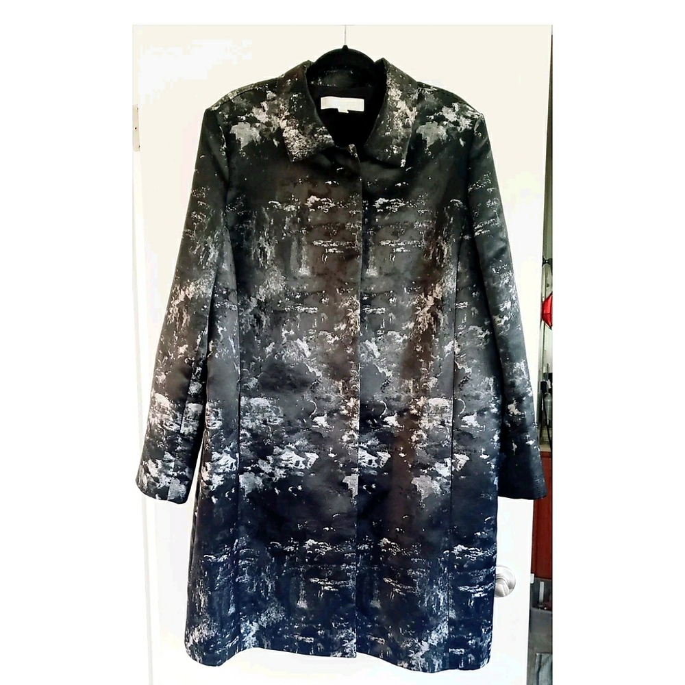 Emerson Rose Womens Black White Linen Jacket Coat XXL  Polyester Buttons Closure
